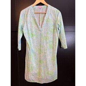 Lilly Pulitzer Women's Pullover Colorful Crab Shift Dress M 3/4 Sleeves Resort